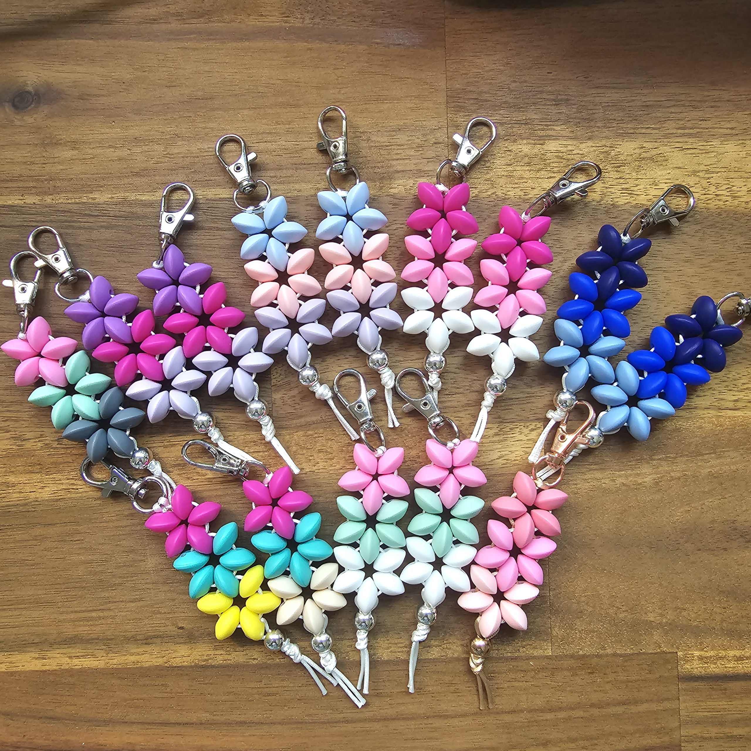 Flower Beaded Keychain