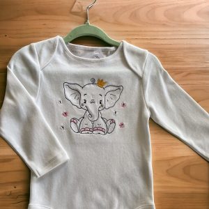 Pink Elephant Long Sleeve Bodysuit