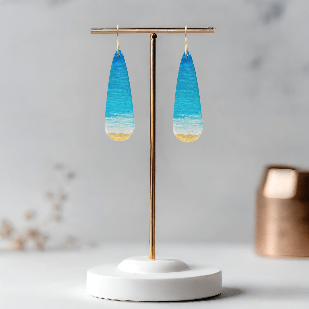 Beach Long Droplet Earrings - hypoallergenic - Image 3