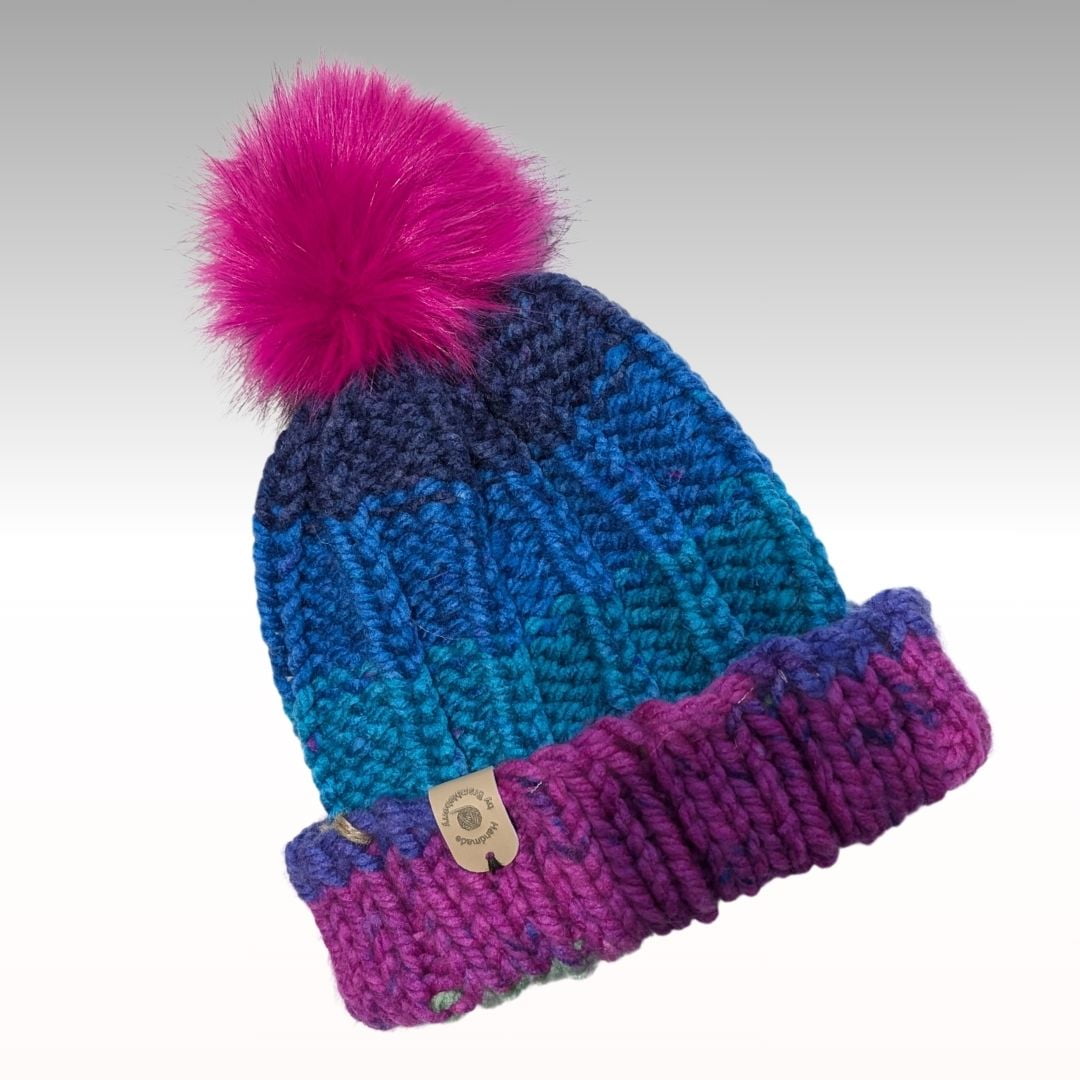 Adult Beanie with Faux Fur Pompom
