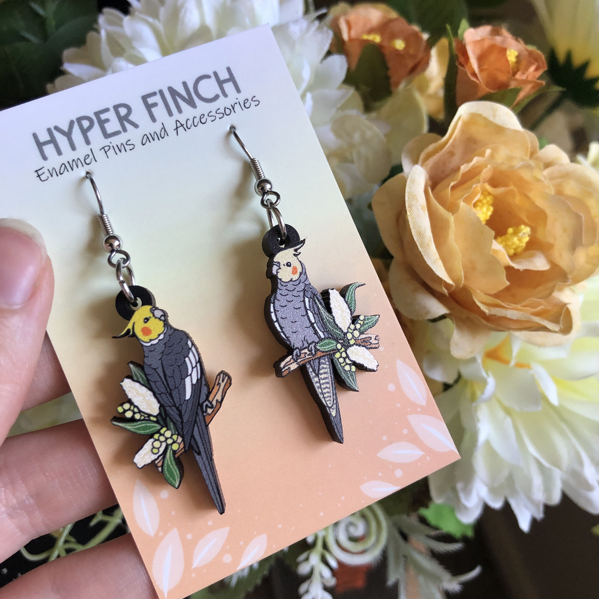 Cockatiel Wooden Earrings - Image 2