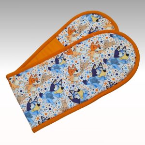 Blue dog double oven mitt