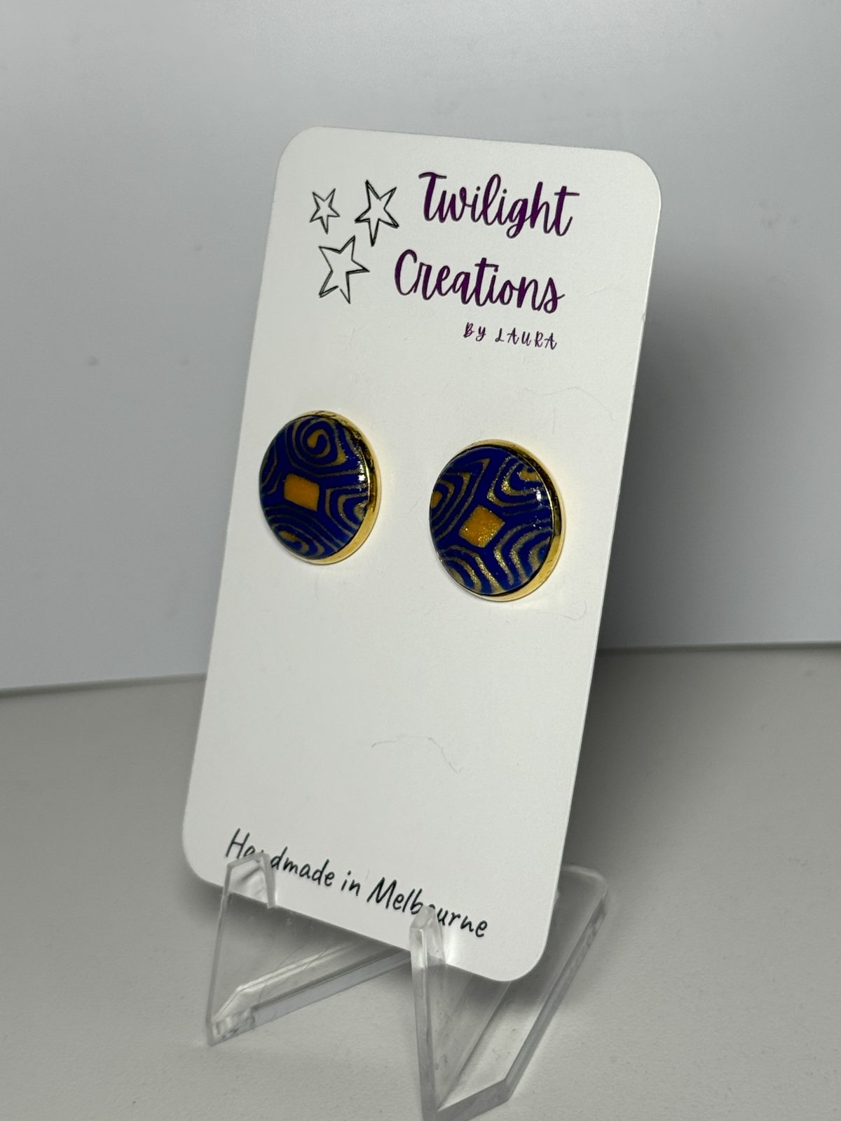 Handcrafted polymer clay stud earrings - Image 2