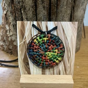 Multi-coloured raffia and wax thread necklace, The Raffia Kat