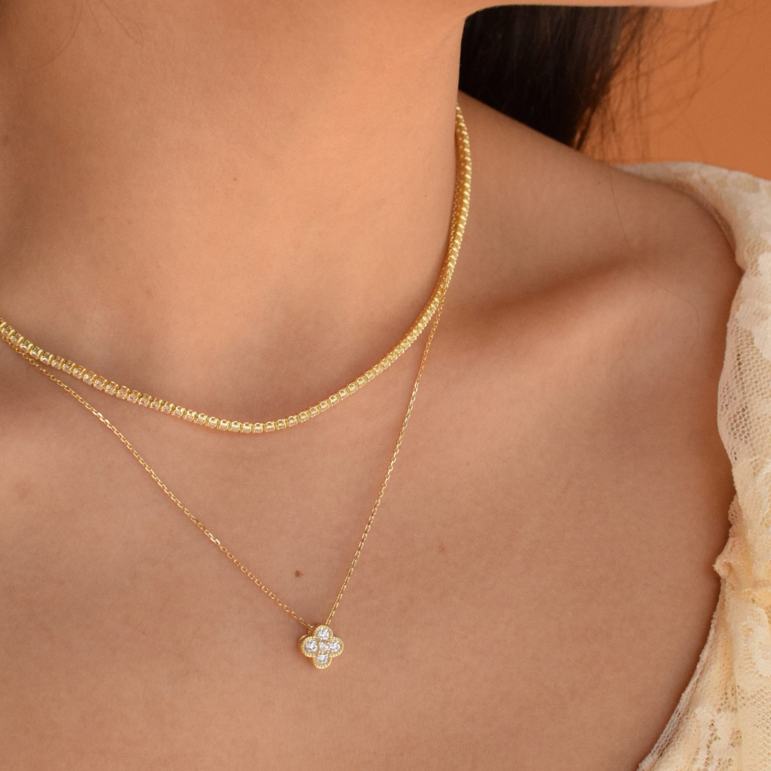 Lucky Clover Necklace - 14K Gold Plated - Image 2