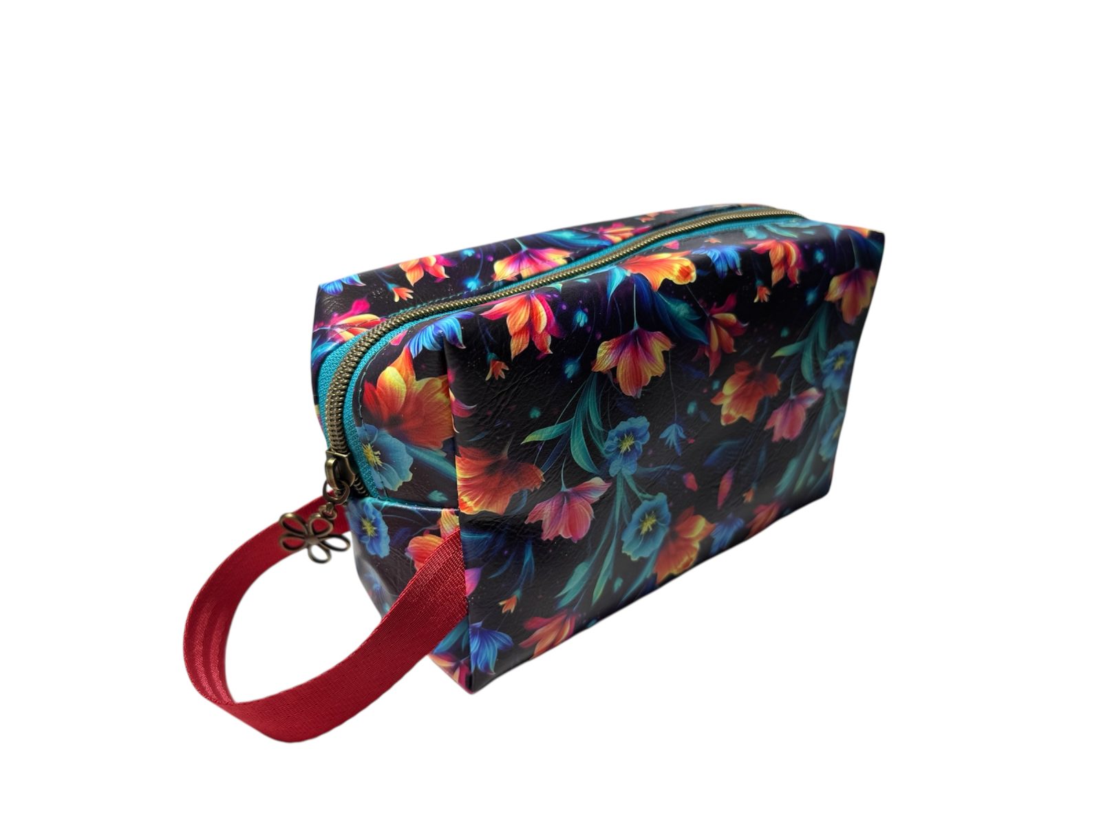 Floral print boxy zipper pouch