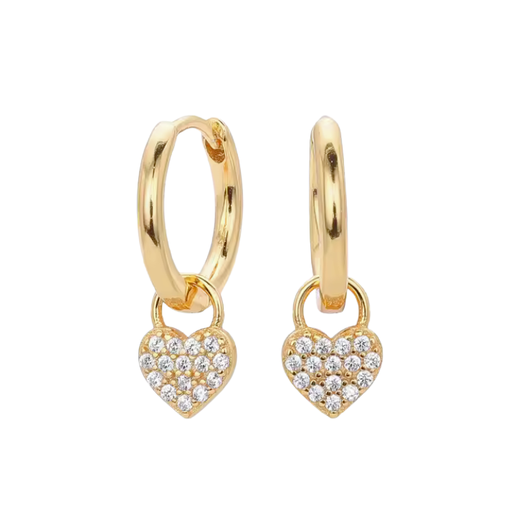14k gold plated sterling silver heart locket hoops