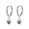sterling silver with red heart bobble earrings