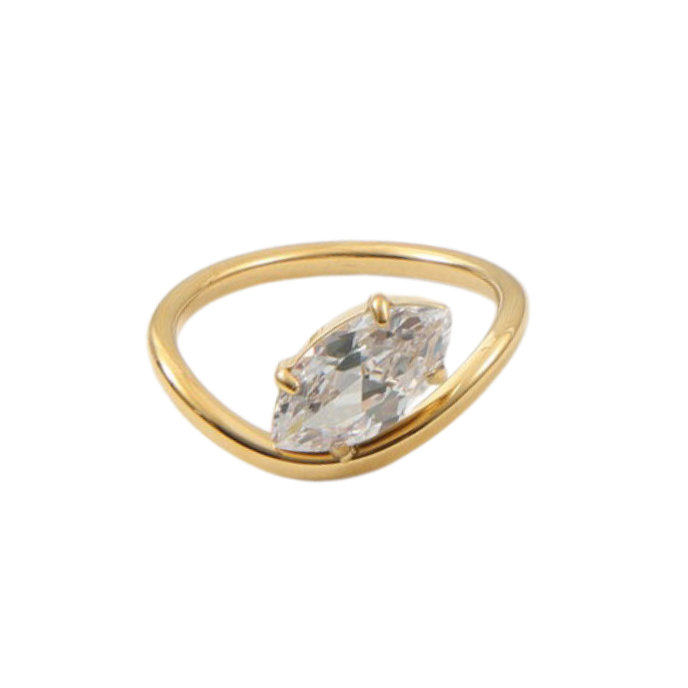Marquise Ring - 18K Gold Plated Stainless Steel