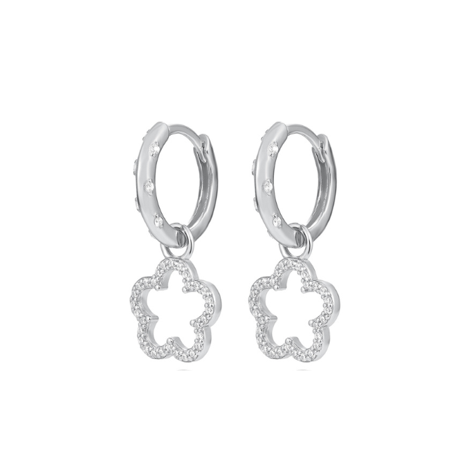 Lucky Clover Hoops -Sterling Silver