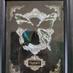 Gothic Altered Framed Butterfly- Silver