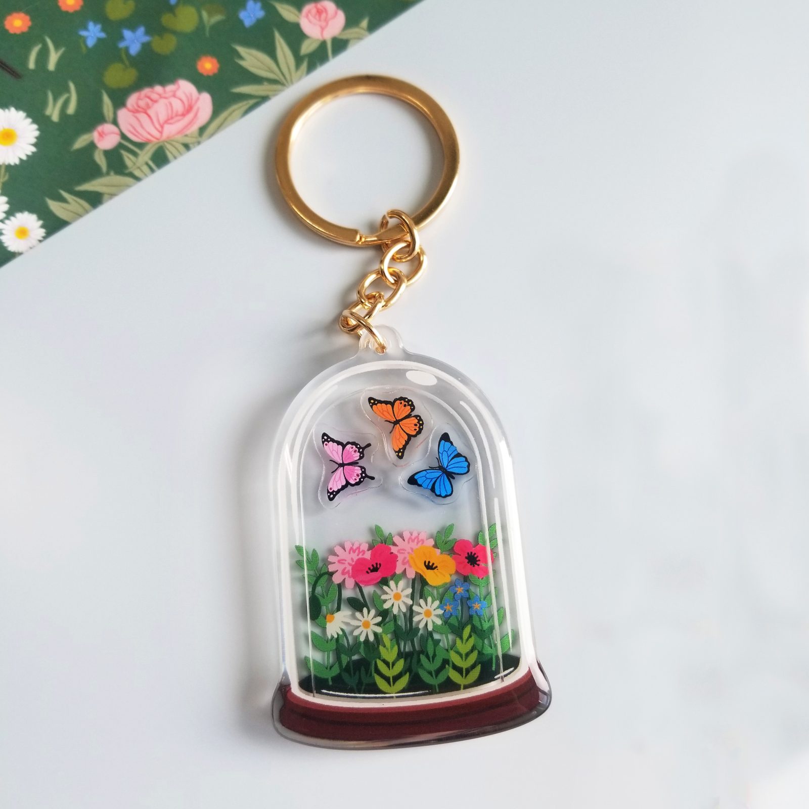 Butterfly Terrarium Shaker Keychain