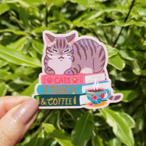 Cats, Books and Coffee Sticker