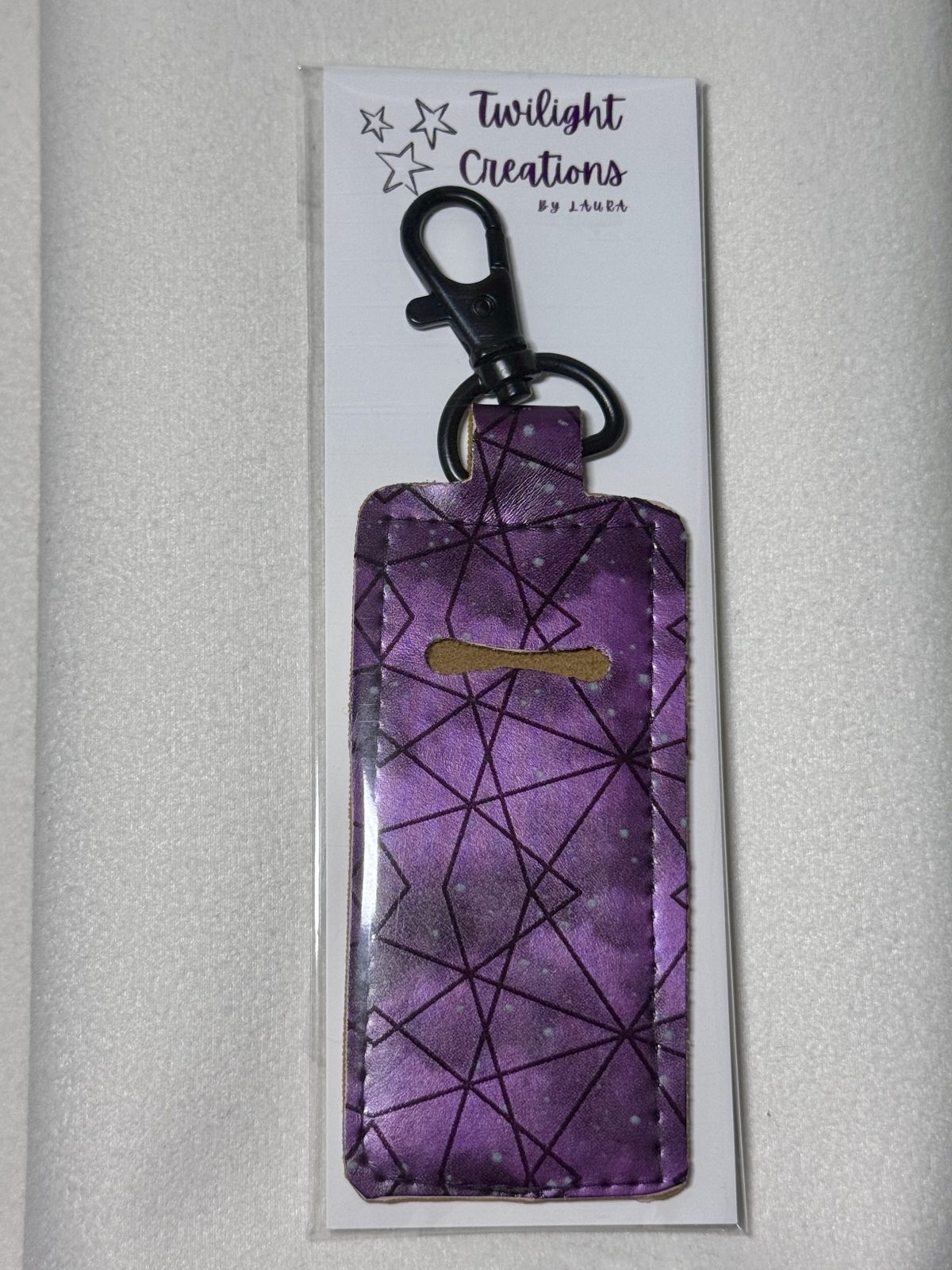 Purple geo print lipgloss holder
