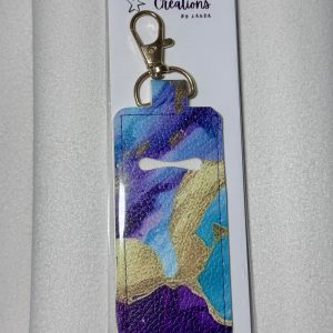 Purple/blue/gold swirl print lipgloss holder