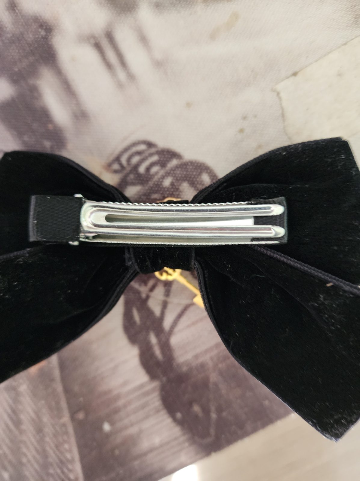Gothic Small Bow Hair Clip Purple w/ Key Charm - Image 4