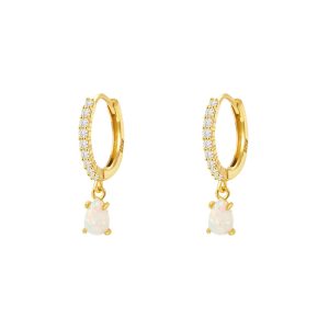 14k gold plated opalite hoops
