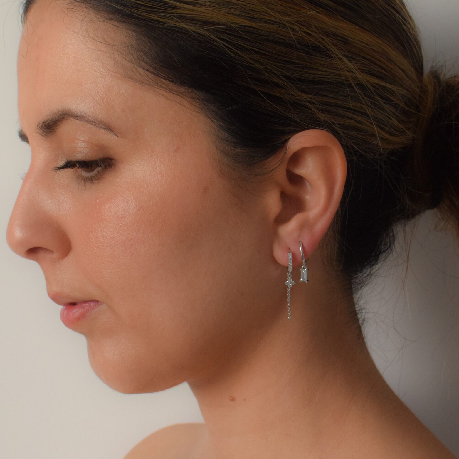 Petal Chain Hoops - Sterling Silver - Image 2