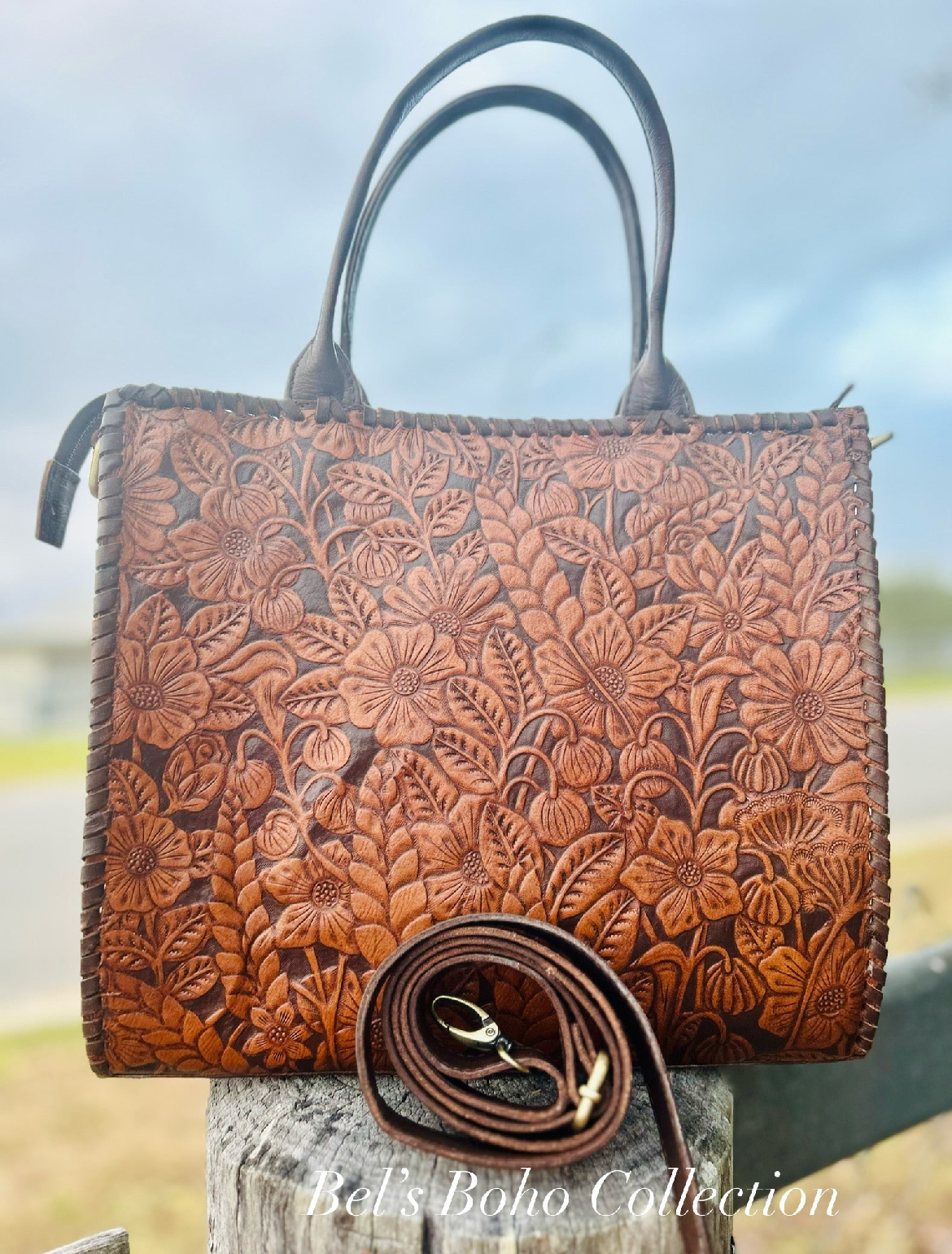 The Hand-Carved Floral Tote