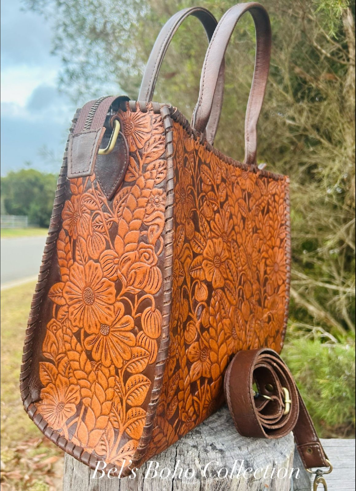 The Hand-Carved Floral Tote - Image 2