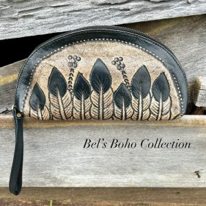 Hand-Carved Half Moon Wallet & Clutch (Black)