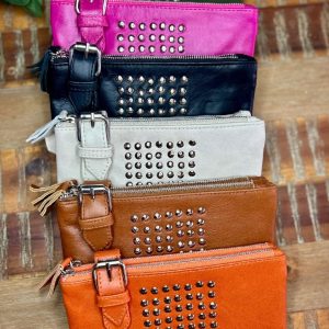 Tan Mini Double Clip Clutch