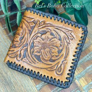 Men’s Hand-carved Floral Wallet