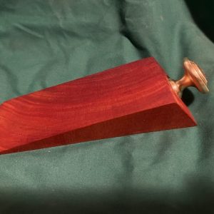 Redgum Doorstop with Brass Knob