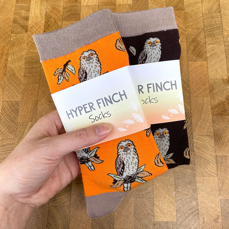 Tawny Frogmouth Socks (Charcoal) - Image 3