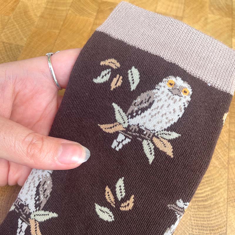 Tawny Frogmouth Socks (Charcoal) - Image 2