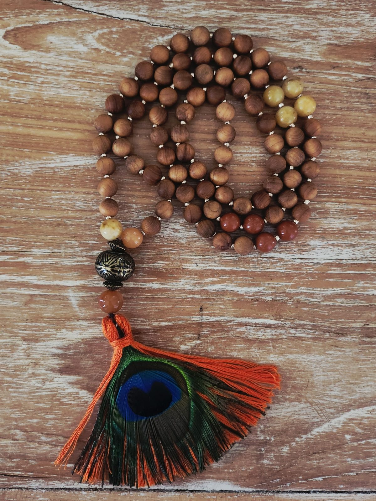 Goddess Oshun Peacock Mala Necklace - Image 2