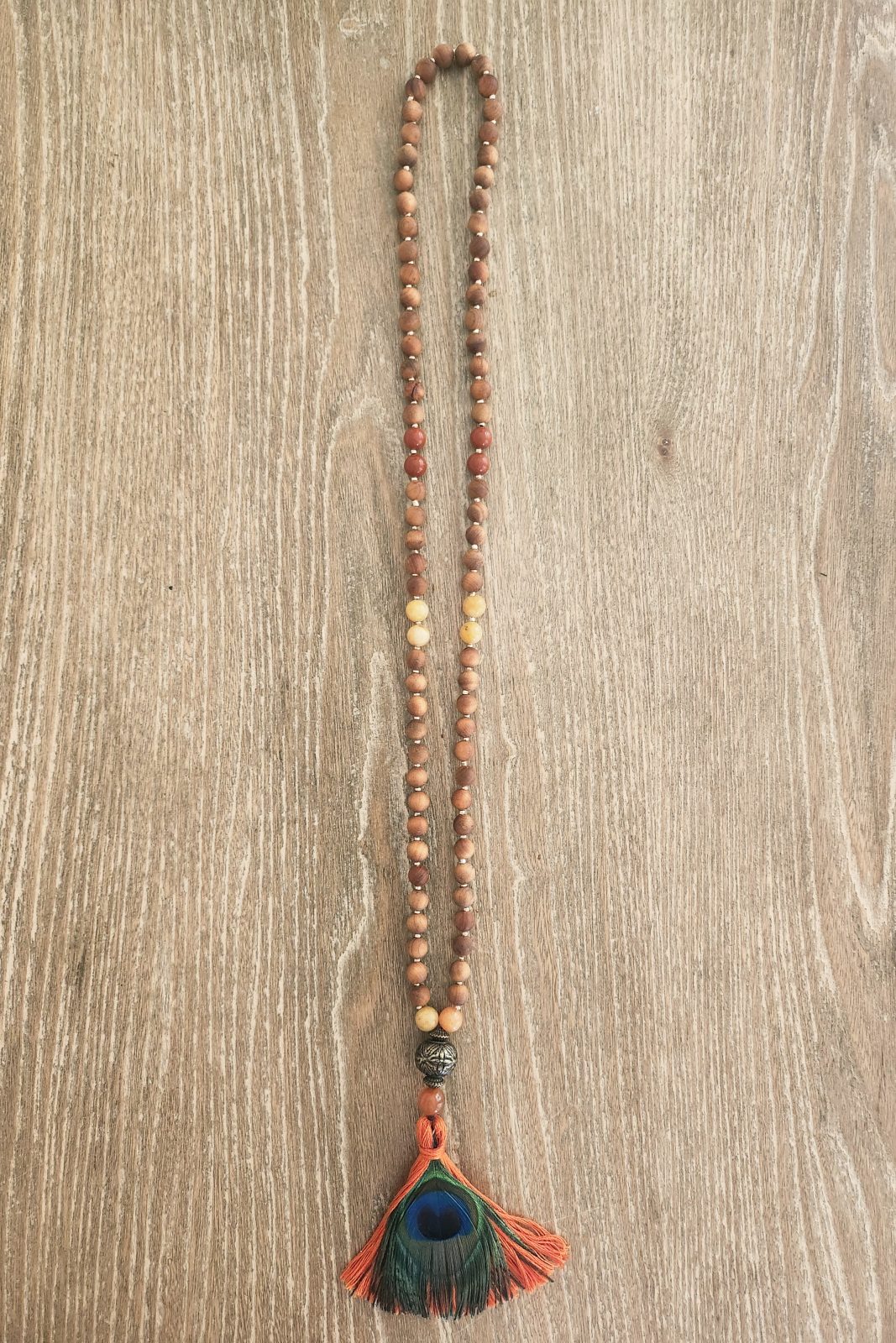 Goddess Oshun Peacock Mala Necklace - Image 3