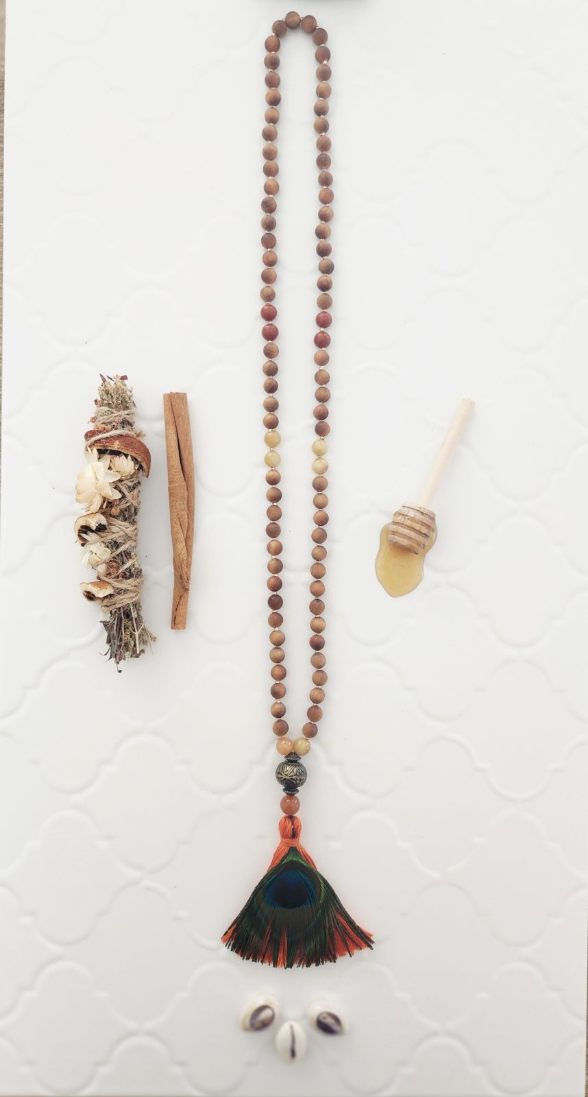 Goddess Oshun Peacock Mala Necklace