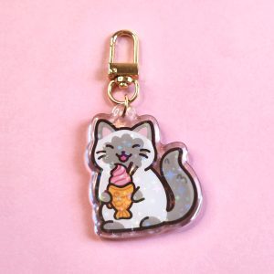 Kitty with Ice Cream Acrylic Bag Charm