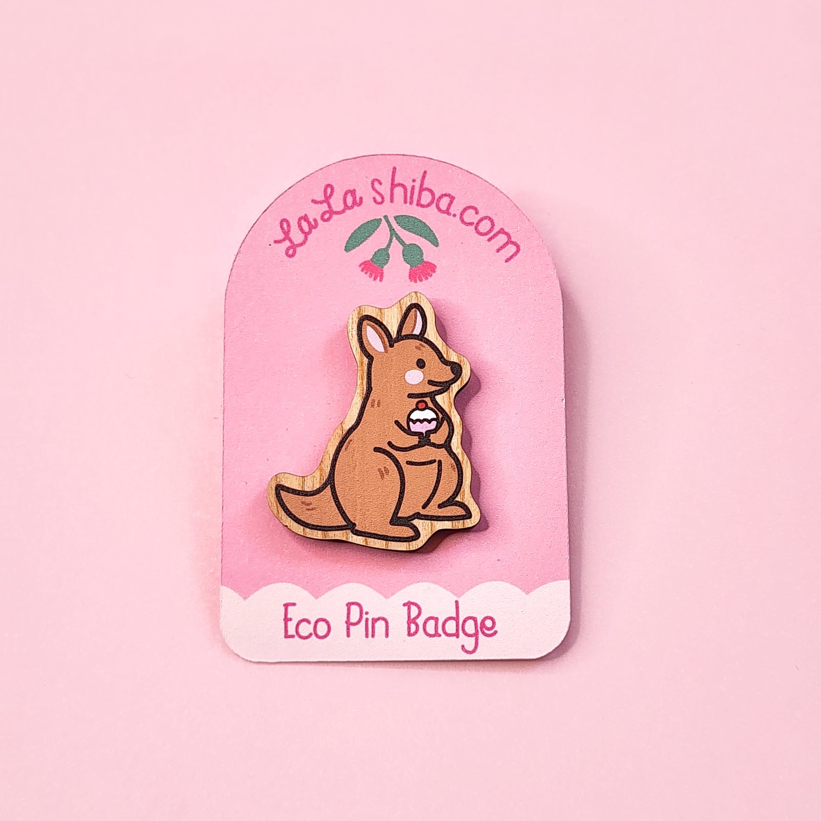 Wallaby Eco Wood Pin Badge
