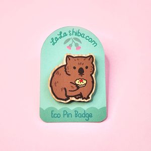 Wombat Eco Wood Pin Badge
