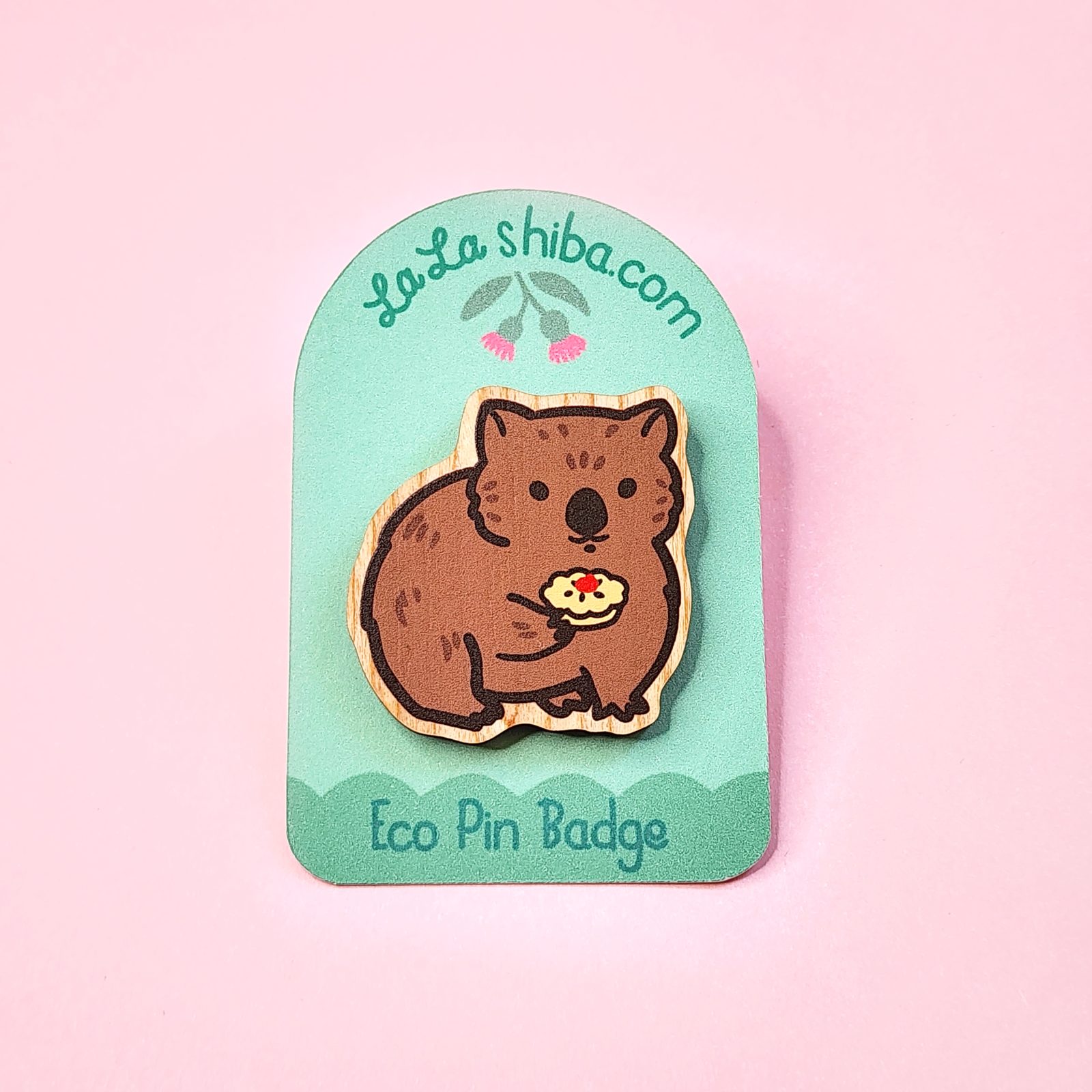 Wombat Eco Wood Pin Badge