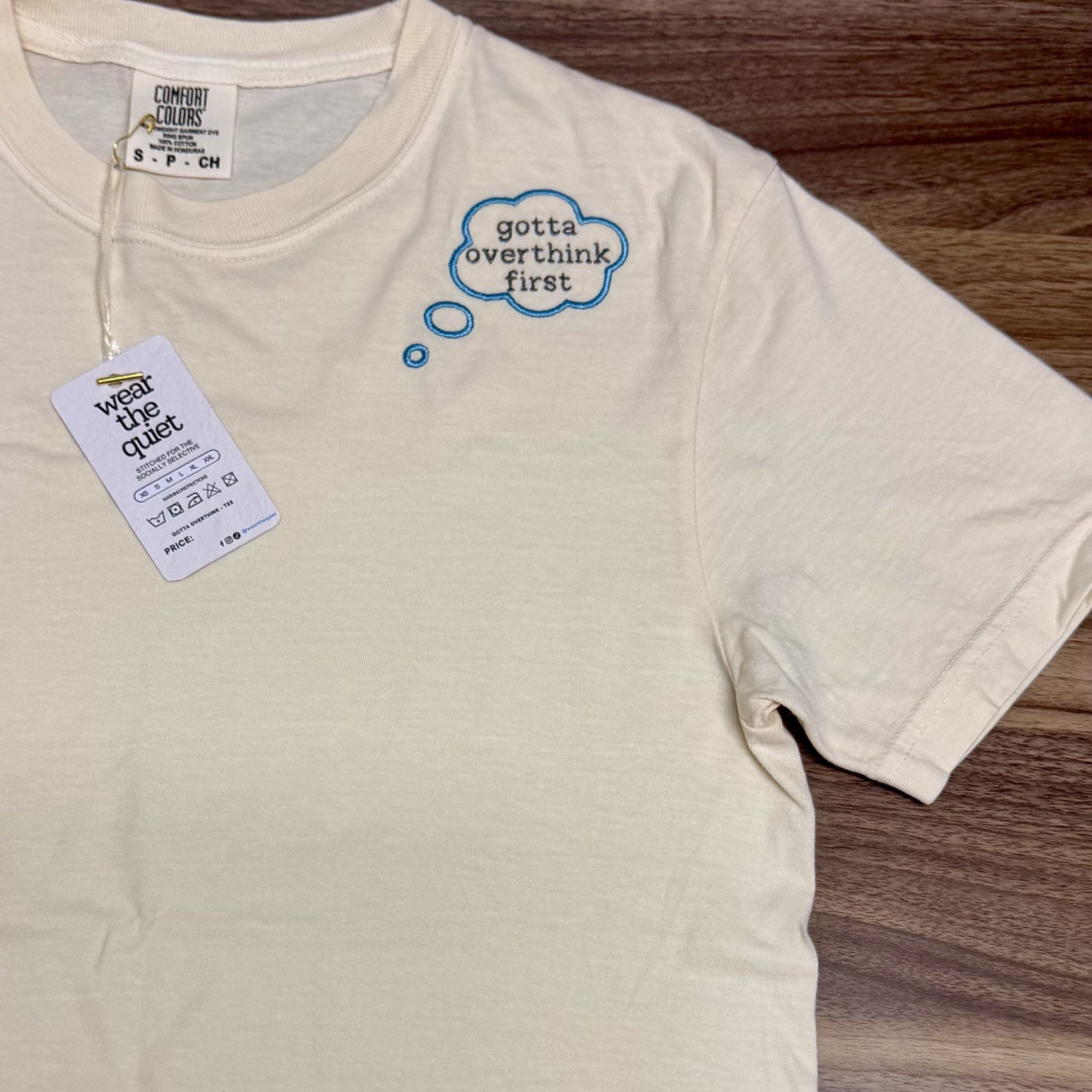 Gotta Overthink Thought Bubble Tee - Embroidered Minimalist Design Tee