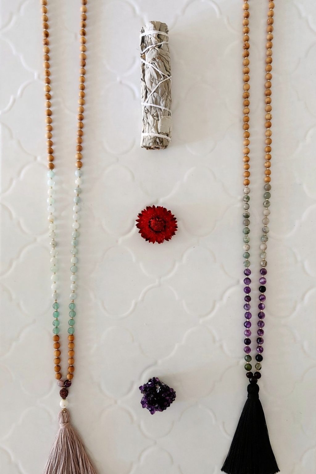 Mixed Sandalwood & Gemstone Mala 6mm
