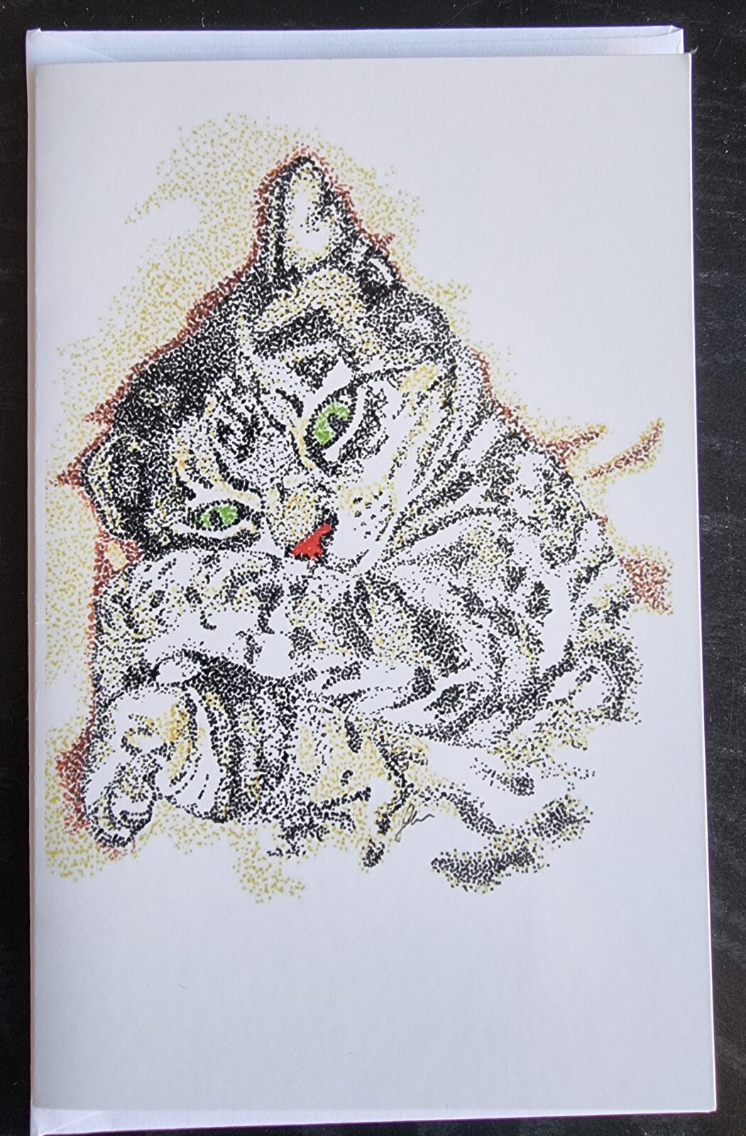 Bengal Cat Pointillism Greeting Card