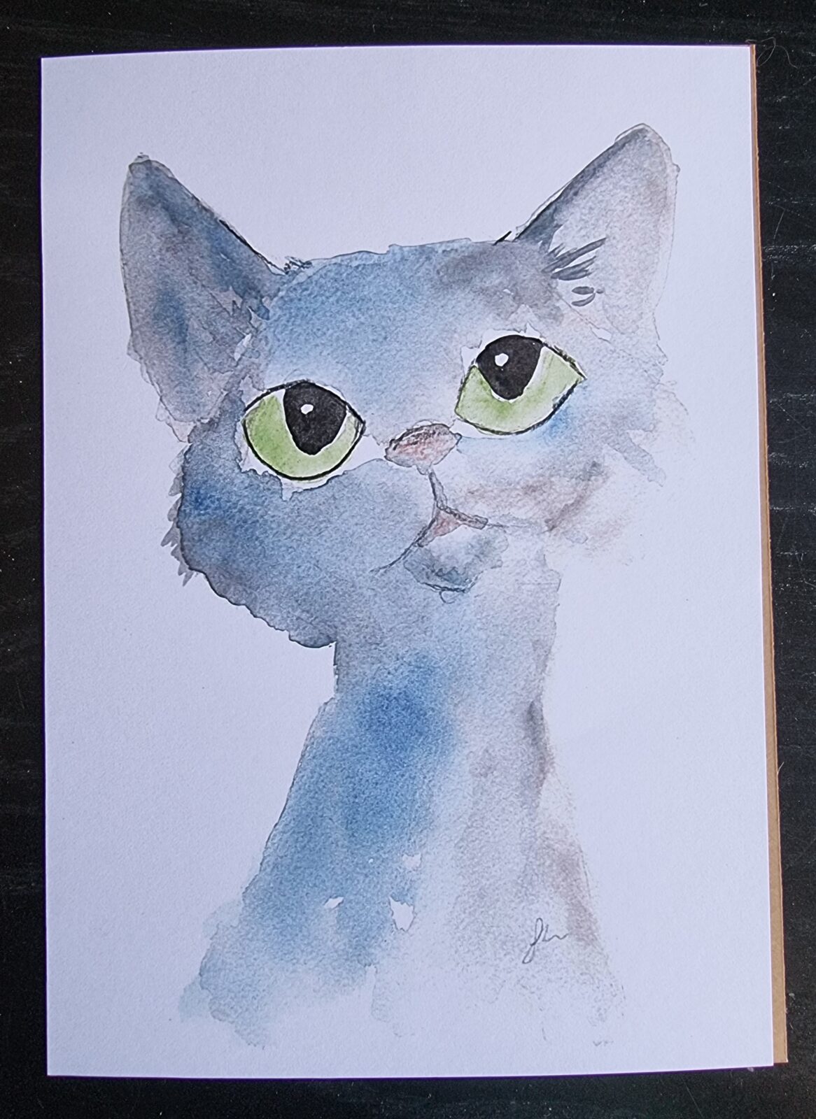 Blue Cat Watercolour Print