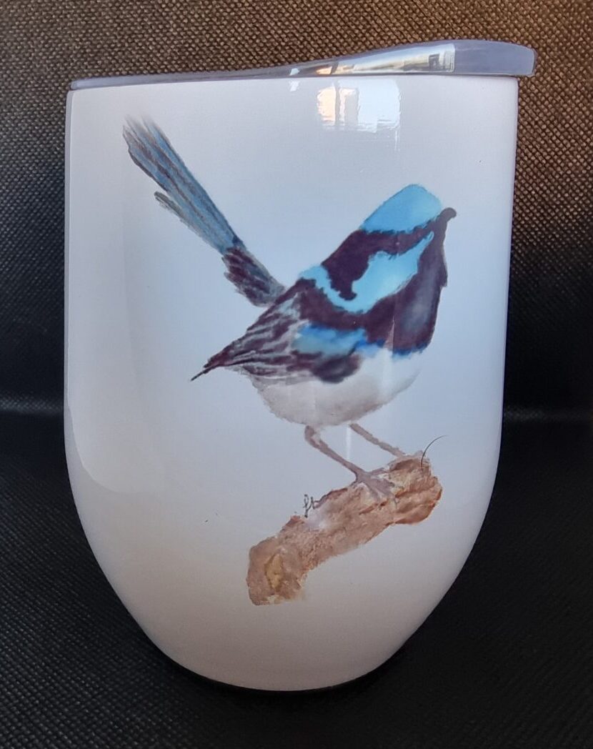 Blue Wren Wine/Coffee tumbler
