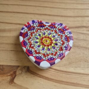 pink and purple heart compact mirror