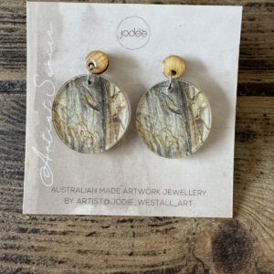 Round Bamboo and acrylic Artist earring