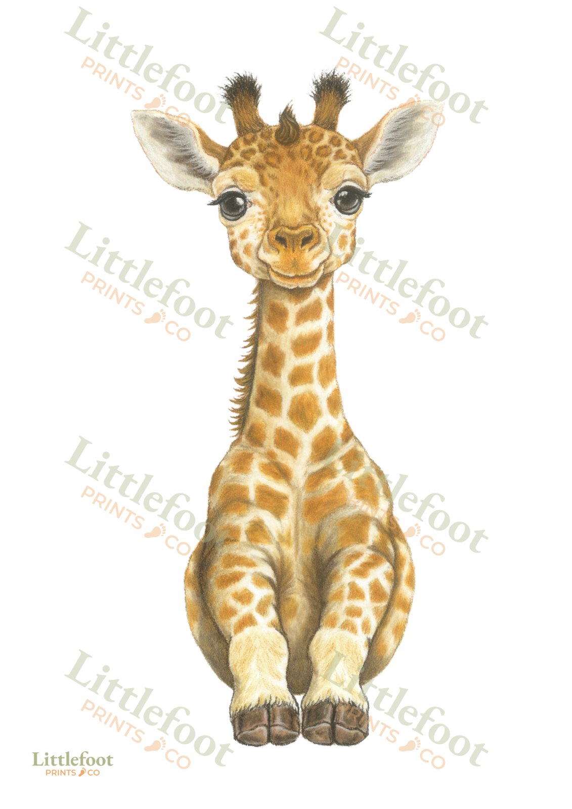 The giraffe print as it comes when purchased, without any footpints.