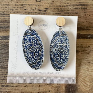 Oval Bamboo and acrylic Artist earring