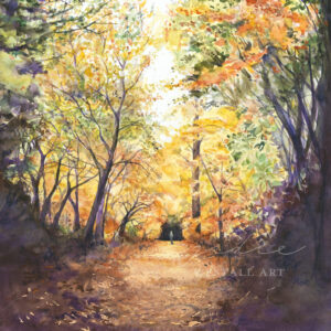 Watercolour painting of Autumn leaves
