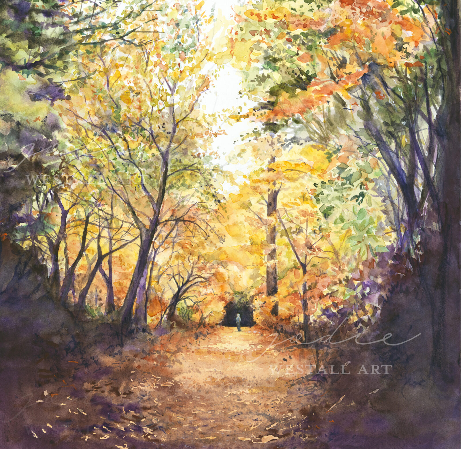 Watercolour painting of Autumn leaves