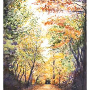 Watercolour painting of Autumn leaves