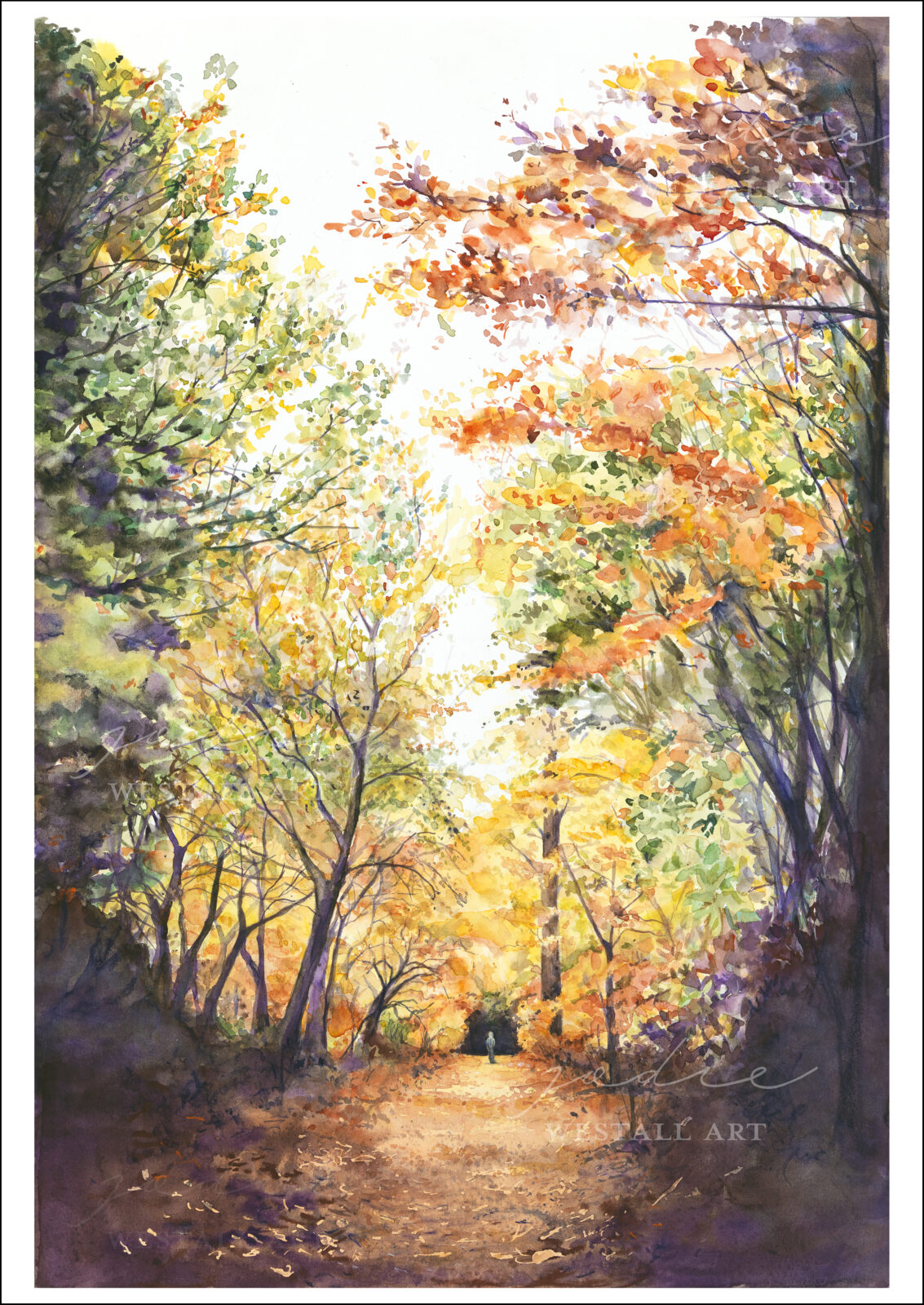 Watercolour painting of Autumn leaves